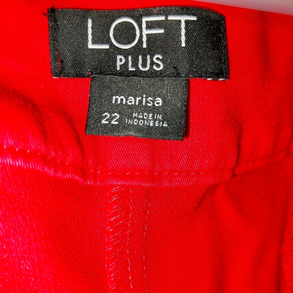 Loft Red Cropped Skinny Jeans |Size 22